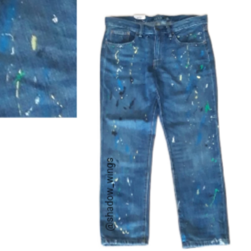 Ralph Lauren Girlfriend Paint Splatter Jeans / Size 6 Painted Cropped Jeans - Picture 15 of 15
